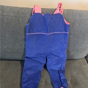 The Beaufort Bonnet Company Blue and Pink Overalls Girl Longall 18-24m cord